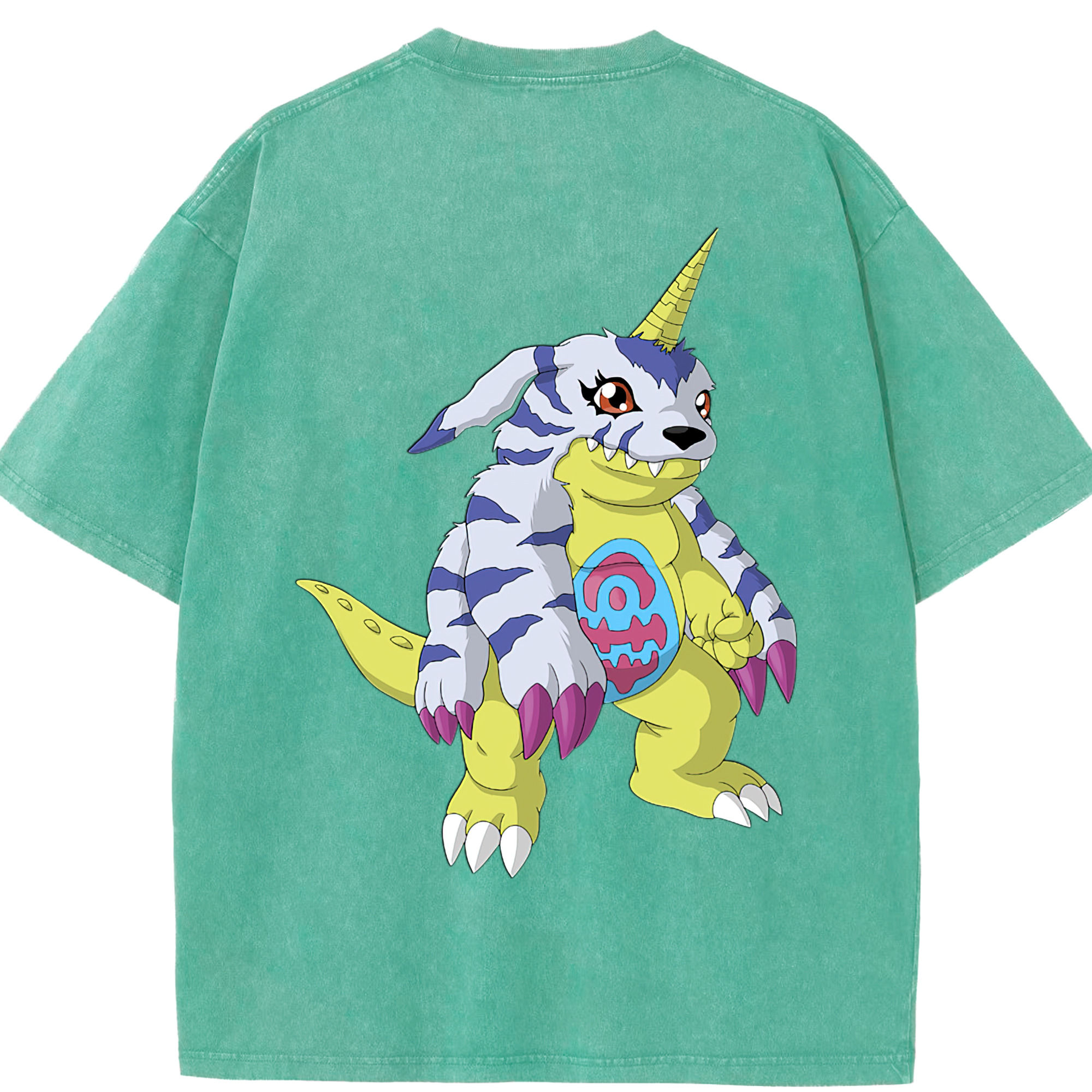 （画像用） Digimon デジタルモンスター/デジモン 綿100% ヴィンテージ風 半袖Tシャツ（背面プリント）